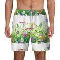 thumbnail image 1 of Kdxio Plants And Insects Print Men'S Swim Trunks With Compression Liner 7 Inch Inseam Quick Dry Swim Shorts, 1 of 7