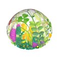 thumbnail image 1 of Kdxio Plants and Insects Print Shower Cap for Women,Elastic and Reusable,Double Waterproof Layers Bathing Hat, 1 of 9