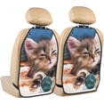 thumbnail image 1 of Kdxio Playful Cat Print 2 Pack Car Kick Mat Seat Cover Back Protector Mat with Pockets for Organizer Backseat Protector and Storage Anti Kick Pad for Vehicles, 1 of 1
