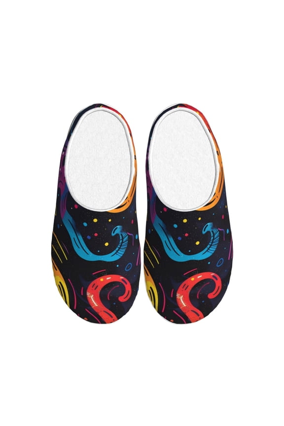 Playful Ghosts Night Sky Women's Men's Slippers Plush Slip-On House Slipper for Winter Indoor Soft Cushion Non-slip Fluffy Slides Slippers-13