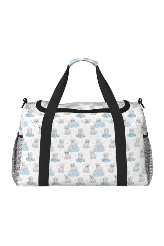 Playful Polar Bear Pals Travel Duffel Bag Gym Bag Weekender Travel Bag Gym Bag for Women &Men Airplane Travel Essentials for Flying