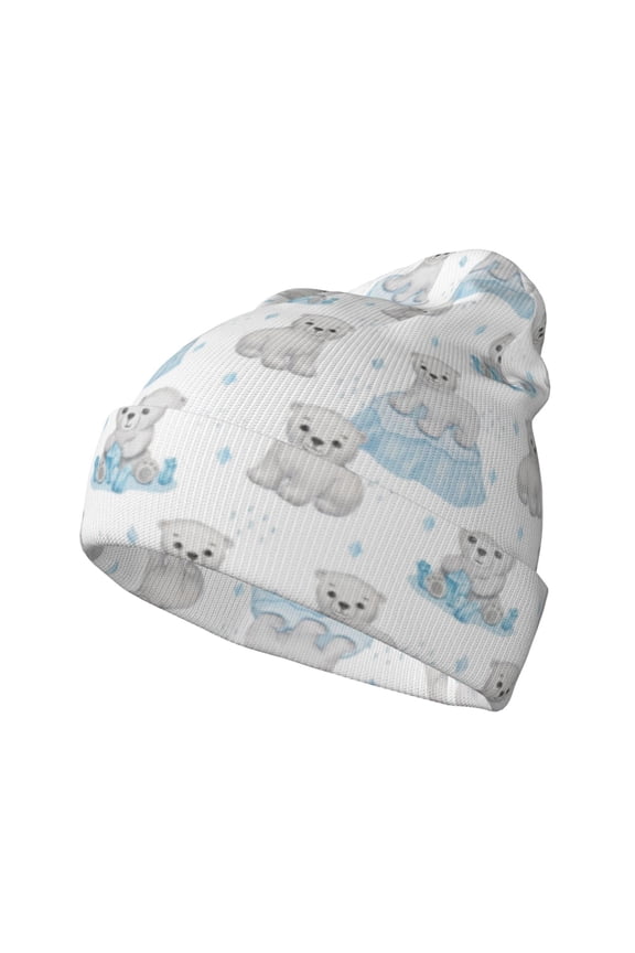 Playful Polar Bear Pals Winter Beanie for Men Women Beanie Knit Hat Cuffed Cap Beanie Knit Chunky Snow Cap