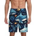 thumbnail image 1 of Kdxio Playful Whales Underwater Scene Print Mens Sleep Shorts Bottoms Soft Comfy Pajama Wear Pants with Drawstring Pockets, 1 of 5
