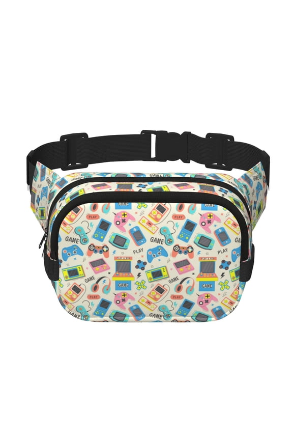 Playing Video Games Crossbody Double Layer Waist Bag Belt Bag for Unisex Fanny Pack Fashion Waist Packs for Hiking Running Shopping Traveling