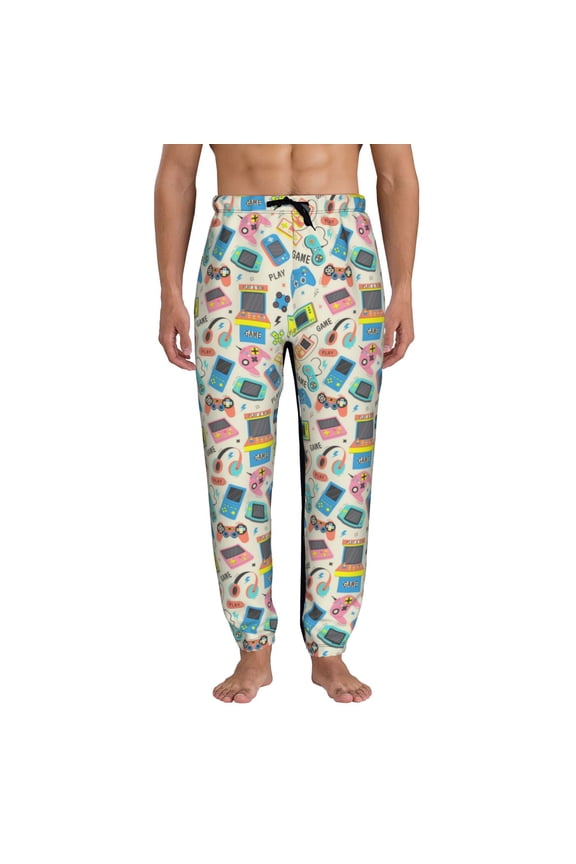 Playing Video Games Pattern Joggers,Sweatpants for Men with Pockets-Small