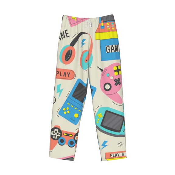Kdxio Playing Video Games Print Men's Sleep Pajama Pant Lounge Pants with Pockets