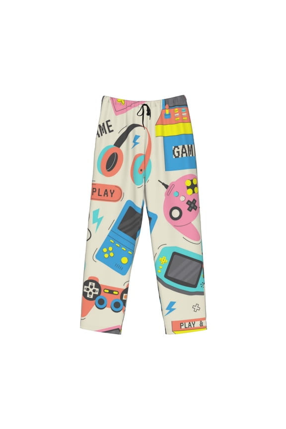 Playing Video Games Print Men's Sleep Pajama Pant Lounge Pants with Pockets