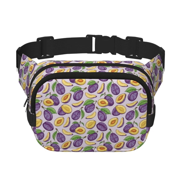 Kdxio Plum Crossbody Double Layer Waist Bag Belt Bag for Unisex Fanny Pack Fashion Waist Packs for Hiking Running Shopping Traveling