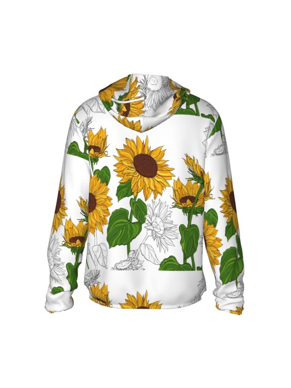 Plump Sunflower And Sketch Print Women Men Sun Protection UPF 50+ Jackets Zip Up Long Sleeve Hoodie Hiking Lightweight with Pockets