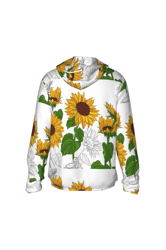 Plump Sunflower And Sketch Print Women Men Sun Protection UPF 50+ Jackets Zip Up Long Sleeve Hoodie Hiking Lightweight with Pockets