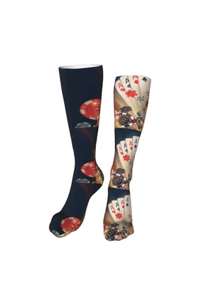 Poker Chips Funny Silky Novelty Funky Long Knee High Socks Soft 3D Print Cosplay Crazy Stockings for Men Women