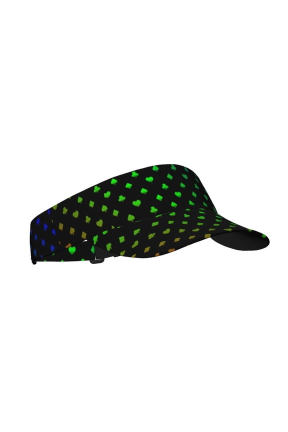 Poker Shapes Print Sun Visor Hat Golf Visor Adjustable Velcro Outdoor Sports Cap for Men Women