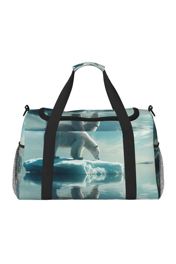 Polar Bear On Iceberg Travel Duffel Bag Gym Bag Weekender Travel Bag Gym Bag for Women &Men Airplane Travel Essentials for Flying