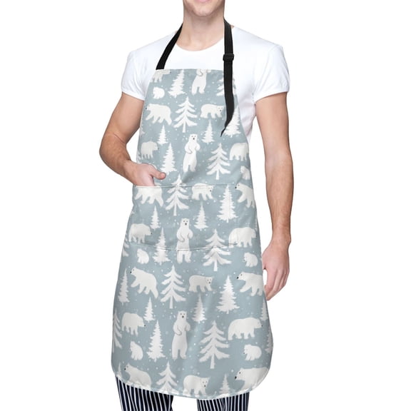 Kdxio Polar Bears And Snowy Winter Apron with Pockets Adjustable Kitchen Aprons for Men Women Waterproof Aprons for Cooking,Drawing,Crafting, Baking Household Cleaning