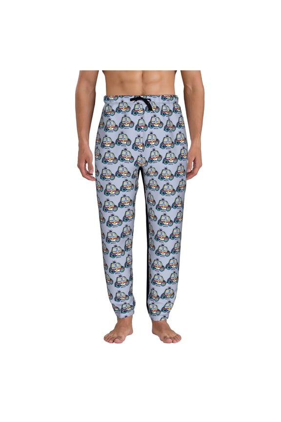 Police Car Pattern Joggers,Sweatpants for Men with Pockets-3X-Large
