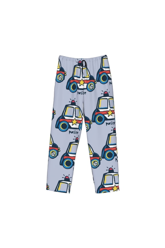 Police Car Print Men's Sleep Pajama Pant Lounge Pants with Pockets