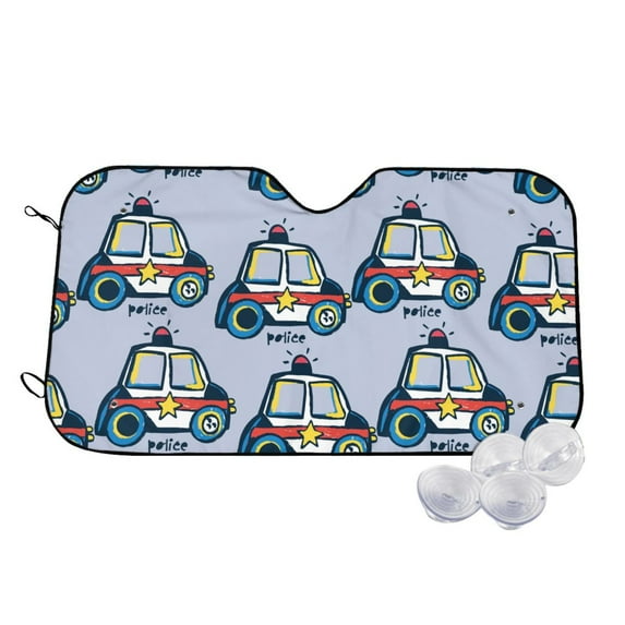 Kdxio Police Car Print Windshield Sun Shade,UV Rays and Sun Heat Protection,Sunshade for Car Windshield,Car Shade Front Windshield - Medium