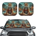 thumbnail image 1 of Kdxio Pond Meditating Tiger Print 2-Piece Sun Shade Front Windshield - Foldable Car Front Window Sunshades for Most Sedans SUV Truck, 1 of 6