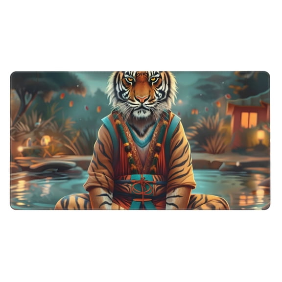 Kdxio Pond Meditating Tiger Print Large Gaming Mouse Pad,Non-Slip Base,Water Resist Keyboard Pad for Gamer,Office & Home,29.5 x 15.8 in