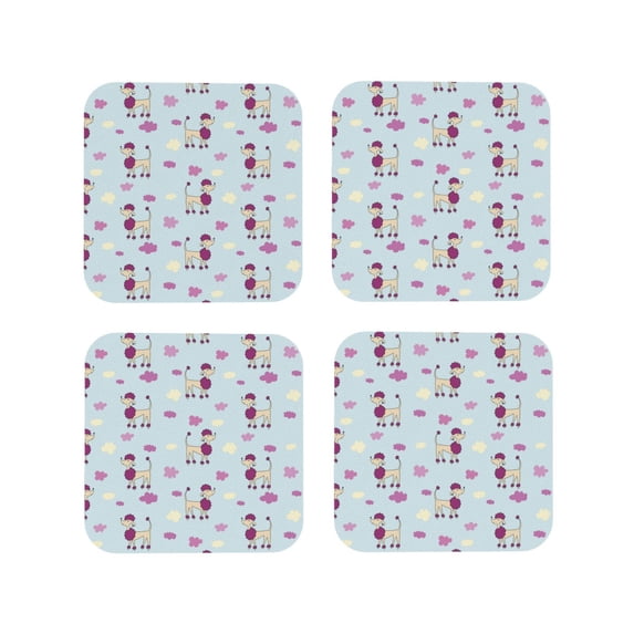 Kdxio Poodle Dog Funny Coasters,4 Pcs Leather Coasters,Housewarming Gifts,Protect Furniture from Water Marks Scratch and Damage