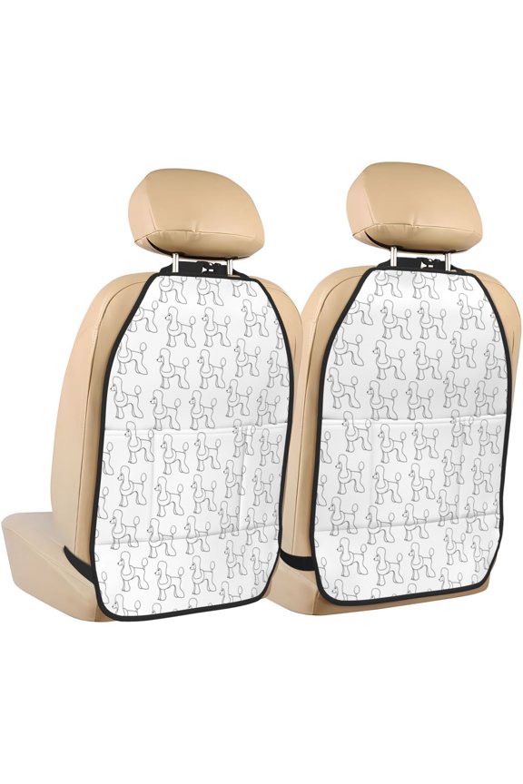 Poodle Dog Print 2 Pack Car Kick Mat Seat Cover Back Protector Mat with Pockets for Organizer Backseat Protector and Storage Anti Kick Pad for Vehicles