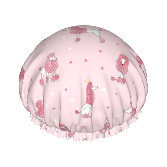 Kdxio Poodle Dog Print Shower Cap for Women,Elastic and Reusable,Double Waterproof Layers Bathing Hat