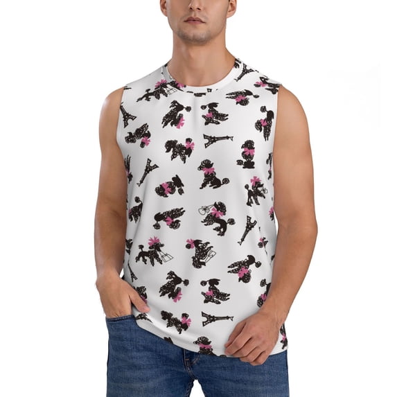 Kdxio Poodle Dog for Men's Muscle T-shirt,Sleeveless for Workout Running Athletic Gym Lounge Casual