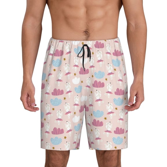 Kdxio Poodle In Ballet Skirts Dancing Print Mens Sleep Shorts Bottoms Soft Comfy Pajama Wear Pants with Drawstring Pockets
