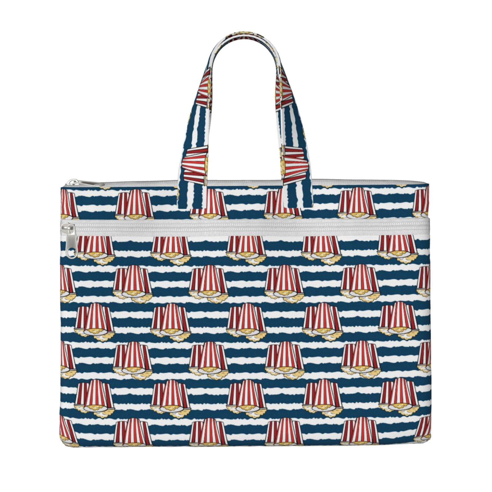Kdxio Popcorn File Tote Document Bag Business Briefcase Bag Document Organizer Tote Briefcase for Letter A4 Files Business Teacher Office Bag