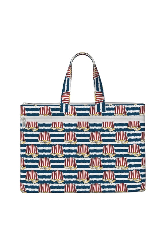 Popcorn File Tote Document Bag Business Briefcase Bag Document Organizer Tote Briefcase for Letter A4 Files Business Teacher Office Bag