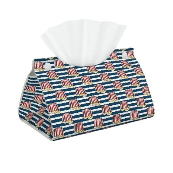 Kdxio Popcorn Print Tissue Box Cover,Modern PU Leather Rectangular Tissue Box Holder for Bathroom Living Room Bedroom Office Desk Car Home