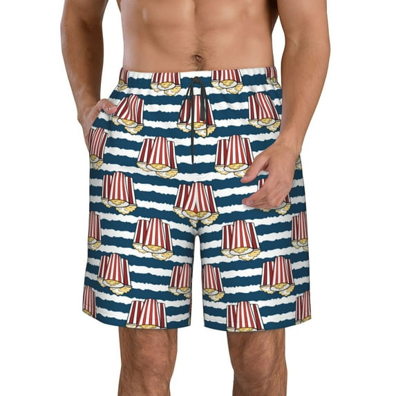 Kdxio Popcorn Pattern Mens Casual Shorts - Drawstring Summer Beach Sports Shorts for Men