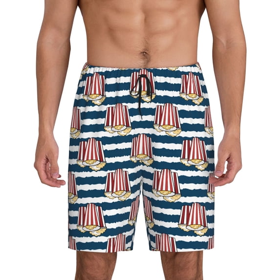 Kdxio Popcorn Print Mens Sleep Shorts Bottoms Soft Comfy Pajama Wear Pants with Drawstring Pockets