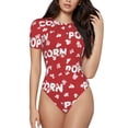 thumbnail image 1 of Kdxio Popcorn2 for Women's Short-Sleeved Onesie Stylish Round Neck Pajamas Bodysuit Jumpsuit Nightwear-XX-Large, 1 of 7