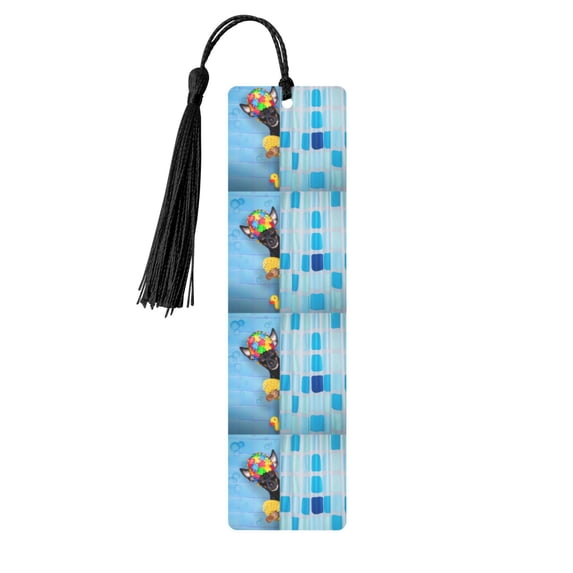Kdxio Prague Ratter Dog in Bathtub Print Metal Tassel Bookmarks,Perfect Gift for Art Lovers and Bookworms Metal Bookmarks for Women