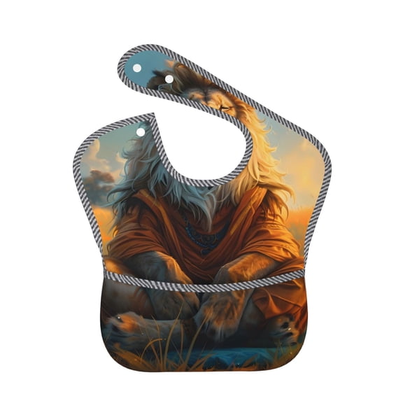 Kdxio Prairie Meditating Lion Bibs For Babies, Baby Bibs for Eating, Toddler Bibs, Waterproof Bibs, Feeding Bibs, for Toddlers, Boys, Girls