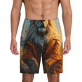thumbnail image 1 of Kdxio Prairie Meditating Lion Print Mens Sleep Shorts Bottoms Soft Comfy Pajama Wear Pants with Drawstring Pockets, 1 of 5