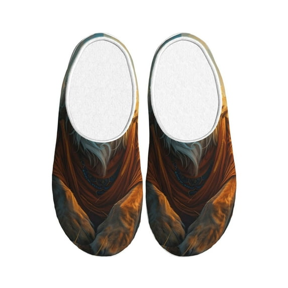 Kdxio Prairie Meditating Lion Women's Men's Slippers Plush Slip-On House Slipper for Winter Indoor Soft Cushion Non-slip Fluffy Slides Slippers-11