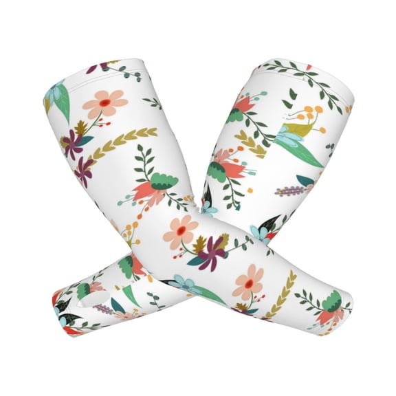 Kdxio Pretty Floral With Leaves Print UV Sun Protection Arm Sleeves - Tattoo Cover Up - Basketball Arm Sleeve UPF 50 Cooling for Men Women