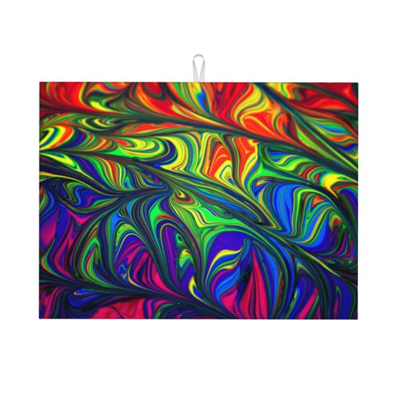 Kdxio Pride Rainbow for Dish Drying Mat,24*18 inch Absorbent Dish Drainer Kitchen Counter,Large Size Dish Drying Pad for Countertops,Draining Racks