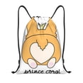 thumbnail image 1 of Kdxio Prince Corgi Dog Print Drawstring Backpack Bag,Waterproof Draw String Back Sack, Gym Drawstring Bags Swim Bag For Unisex, 1 of 9