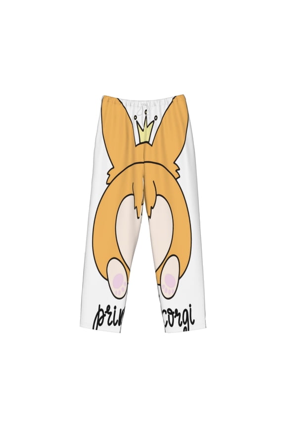 Prince Corgi Dog Print Men's Sleep Pajama Pant Lounge Pants with Pockets