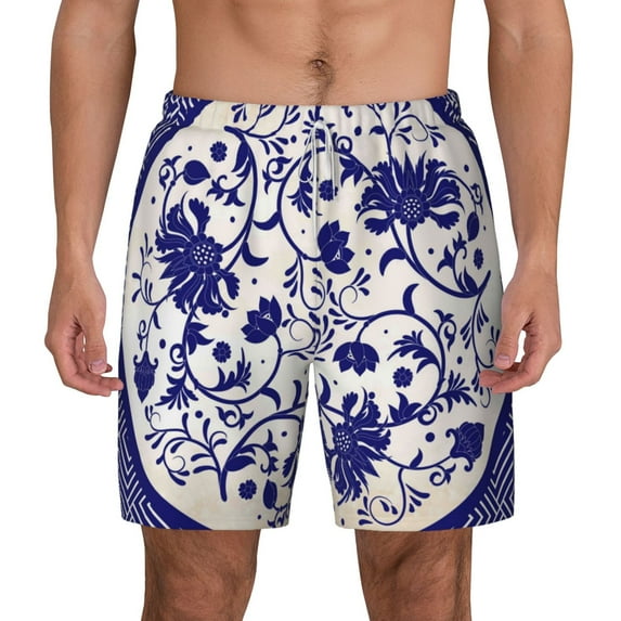 Kdxio Print Men'S Swim Trunks With Compression Liner 7 Inch Inseam Quick Dry Swim Shorts