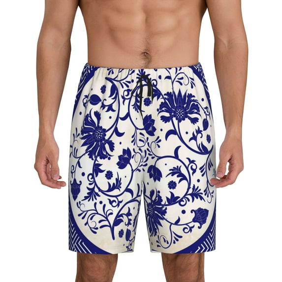 Kdxio Print Mens Sleep Shorts Bottoms Soft Comfy Pajama Wear Pants with Drawstring Pockets