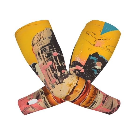 Kdxio Psychedelic Band Hotdog Art Print UV Sun Protection Arm Sleeves - Tattoo Cover Up - Basketball Arm Sleeve UPF 50 Cooling for Men Women