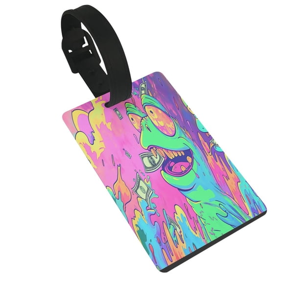 Kdxio Psychedelic Cartoon Frog Luggage Tags Privacy Cover ID Label Suitcase Tags Identifiers For School Bags,Suitcases