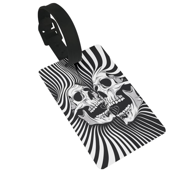 Kdxio Psychedelic Skull Illusion Art Luggage Tags Privacy Cover ID Label Suitcase Tags Identifiers For School Bags,Suitcases
