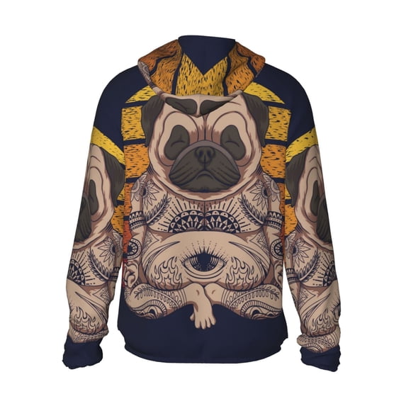 Kdxio Pug dog Yoga Print Women Men Sun Protection UPF 50+ Jackets Zip Up Long Sleeve Hoodie Hiking Lightweight with Pockets