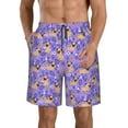 thumbnail image 1 of Kdxio Pugs and Flowers Pattern Mens Casual Shorts - Drawstring Summer Beach Sports Shorts for Men, 1 of 9