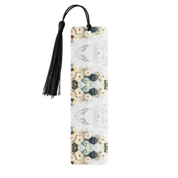 Kdxio Pumpkin And White Marble Print Metal Tassel Bookmarks,Perfect Gift for Art Lovers and Bookworms Metal Bookmarks for Women